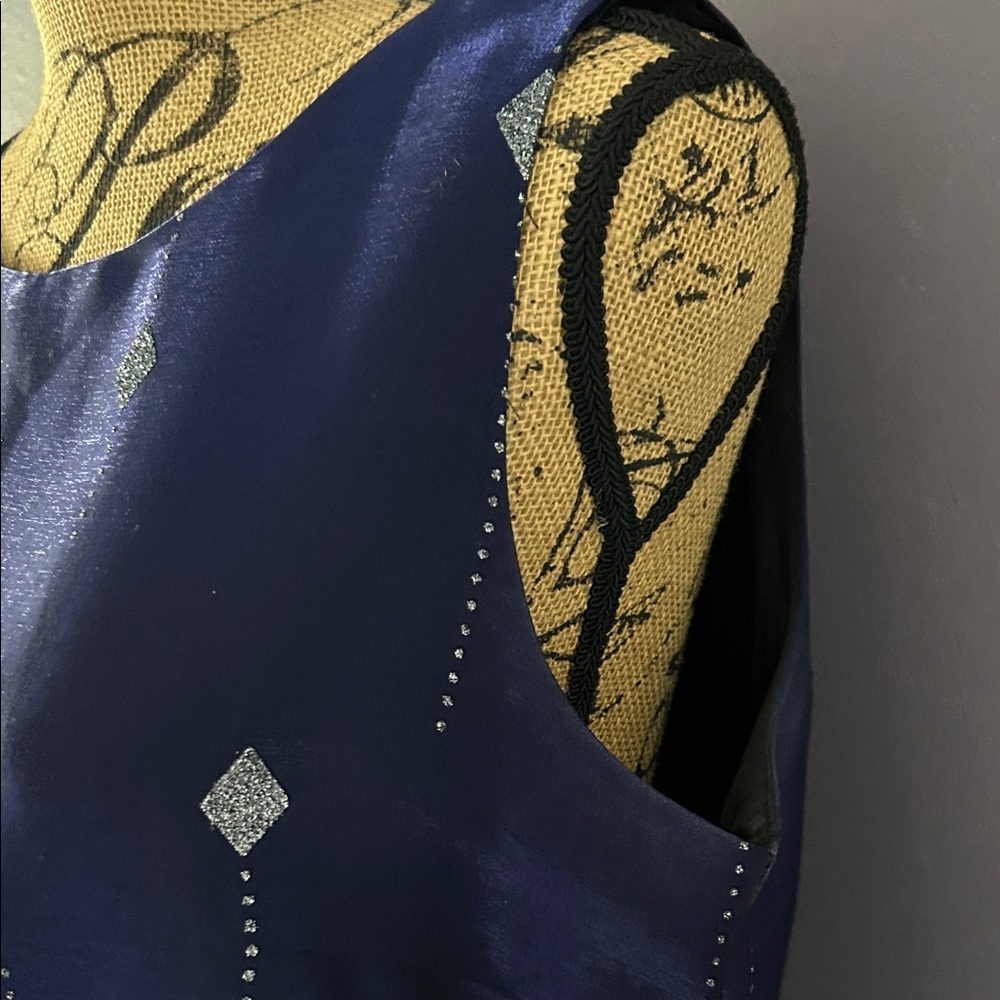 Elegant Navy Sleeveless Dress - Picture 6 of 16